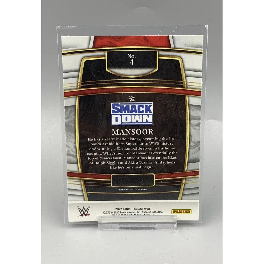 2022 #4 Mansoor Panini Select WWE Smack Down Concourse Level Red and‎ Blue